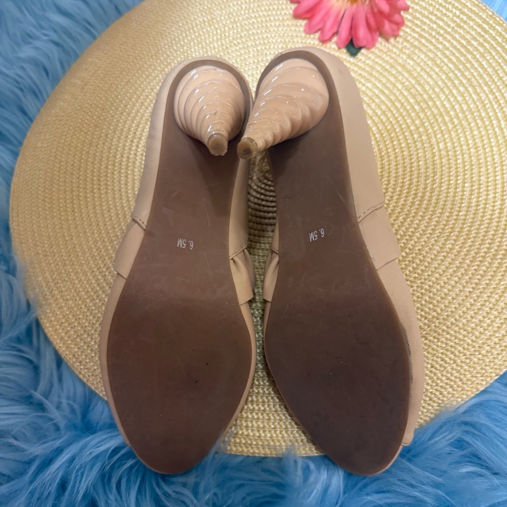 Jeffery Cambell Michelle Nude Leather Peep Toe Unicorn Heels 6.5 - Picture 8 of 9